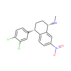 CN[C@H]1CC[C@@H](c2ccc(Cl)c(Cl)c2)c2ccc([N+](=O)[O-])cc21 ZINC000028571389