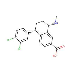 CN[C@H]1CC[C@@H](c2ccc(Cl)c(Cl)c2)c2ccc(C(=O)O)cc21 ZINC000028571561