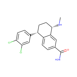 CN[C@H]1CC[C@@H](c2ccc(Cl)c(Cl)c2)c2ccc(C(N)=O)cc21 ZINC000028571483