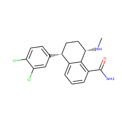 CN[C@H]1CC[C@@H](c2ccc(Cl)c(Cl)c2)c2cccc(C(N)=O)c21 ZINC000028571360