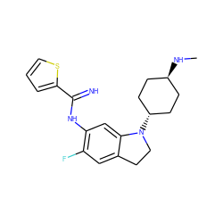 CN[C@H]1CC[C@H](N2CCc3cc(F)c(NC(=N)c4cccs4)cc32)CC1 ZINC000101472647