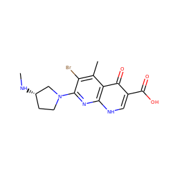 CN[C@H]1CCN(c2nc3[nH]cc(C(=O)O)c(=O)c3c(C)c2Br)C1 ZINC000063539394