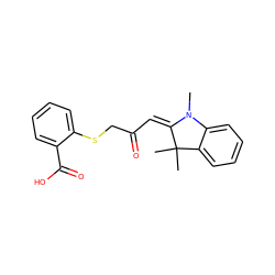 CN1/C(=C/C(=O)CSc2ccccc2C(=O)O)C(C)(C)c2ccccc21 ZINC000033888306