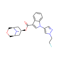CN1[C@@H]2COC[C@H]1C[C@@H](OC(=O)c1cn(-c3cnn(CCF)c3)c3ccccc13)C2 ZINC001772623144