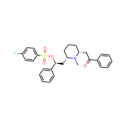 CN1[C@H](C[C@H](OS(=O)(=O)c2ccc(F)cc2)c2ccccc2)CCC[C@@H]1CC(=O)c1ccccc1 ZINC000045366562