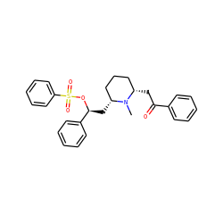 CN1[C@H](C[C@H](OS(=O)(=O)c2ccccc2)c2ccccc2)CCC[C@@H]1CC(=O)c1ccccc1 ZINC000045365960