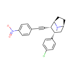 CN1[C@H]2CC[C@@H]1[C@@H](C#Cc1ccc([N+](=O)[O-])cc1)[C@@H](c1ccc(Cl)cc1)C2 ZINC000040956128