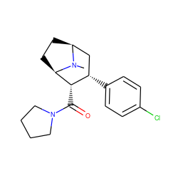 CN1[C@H]2CC[C@@H]1[C@@H](C(=O)N1CCCC1)[C@@H](c1ccc(Cl)cc1)C2 ZINC000013740275