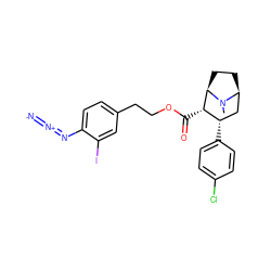 CN1[C@H]2CC[C@@H]1[C@@H](C(=O)OCCc1ccc(N=[N+]=[N-])c(I)c1)[C@@H](c1ccc(Cl)cc1)C2 ZINC000027519158