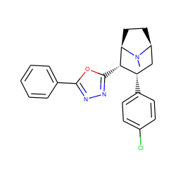 CN1[C@H]2CC[C@@H]1[C@@H](c1nnc(-c3ccccc3)o1)[C@@H](c1ccc(Cl)cc1)C2 ZINC000013756864