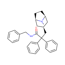 CN1[C@H]2CC[C@@H]1C[C@H](CC(C(=O)NCc1ccccc1)(c1ccccc1)c1ccccc1)C2 ZINC000103097214