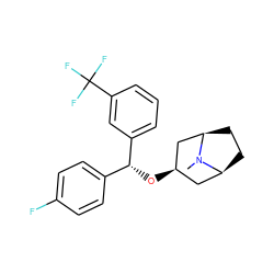 CN1[C@H]2CC[C@@H]1C[C@H](O[C@H](c1ccc(F)cc1)c1cccc(C(F)(F)F)c1)C2 ZINC000100834260