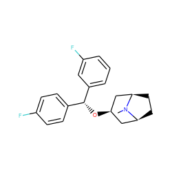 CN1[C@H]2CC[C@@H]1C[C@H](O[C@H](c1ccc(F)cc1)c1cccc(F)c1)C2 ZINC000100834230