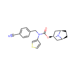 CN1[C@H]2CC[C@@H]1C[C@H](OC(=O)N(Cc1ccc(C#N)cc1)c1ccsc1)C2 ZINC000101151961