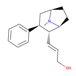 CN1[C@H]2CC[C@@H]1C[C@H](c1ccccc1)[C@H]2/C=C/CO ZINC000036177307