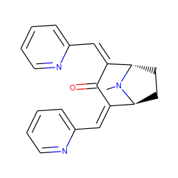 CN1[C@H]2CC[C@H]1/C(=C/c1ccccn1)C(=O)/C2=C\c1ccccn1 ZINC000100512395