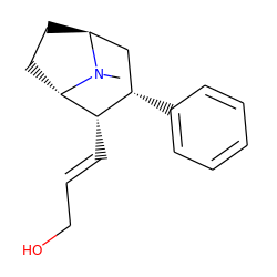 CN1[C@H]2CC[C@H]1[C@@H](/C=C/CO)[C@@H](c1ccccc1)C2 ZINC000253643338