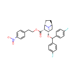 CN1[C@H]2CC[C@H]1[C@@H](C(=O)OCCc1ccc([N+](=O)[O-])cc1)[C@@H](OC(c1ccc(F)cc1)c1ccc(F)cc1)C2 ZINC000253780526