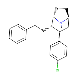 CN1[C@H]2CC[C@H]1[C@@H](CCc1ccccc1)[C@@H](c1ccc(Cl)cc1)C2 ZINC000169341247