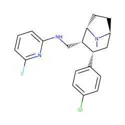 CN1[C@H]2CC[C@H]1[C@@H](CNc1cccc(F)n1)[C@@H](c1ccc(Cl)cc1)C2 ZINC000254120102