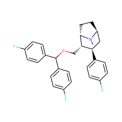 CN1[C@H]2CC[C@H]1[C@@H](COC(c1ccc(F)cc1)c1ccc(F)cc1)[C@H](c1ccc(F)cc1)C2 ZINC000261083610