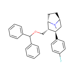 CN1[C@H]2CC[C@H]1[C@@H](COC(c1ccccc1)c1ccccc1)[C@H](c1ccc(F)cc1)C2 ZINC000261126408