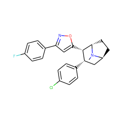 CN1[C@H]2CC[C@H]1[C@@H](c1cc(-c3ccc(F)cc3)no1)[C@@H](c1ccc(Cl)cc1)C2 ZINC000261098333