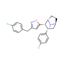 CN1[C@H]2CC[C@H]1[C@@H](c1cc(Cc3ccc(Cl)cc3)no1)[C@@H](c1ccc(Cl)cc1)C2 ZINC000253915942