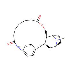 CN1[C@H]2CC[C@H]1[C@@H]1COC(=O)CCCCCC(=O)Nc3ccc(cc3)[C@@H]1C2 ZINC000261115689