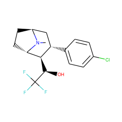 CN1[C@H]2CC[C@H]1[C@H]([C@@H](O)C(F)(F)F)[C@@H](c1ccc(Cl)cc1)C2 ZINC000169367640