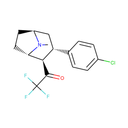 CN1[C@H]2CC[C@H]1[C@H](C(=O)C(F)(F)F)[C@@H](c1ccc(Cl)cc1)C2 ZINC000169303414