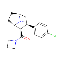 CN1[C@H]2CC[C@H]1[C@H](C(=O)N1CCC1)[C@H](c1ccc(Cl)cc1)C2 ZINC000253795171