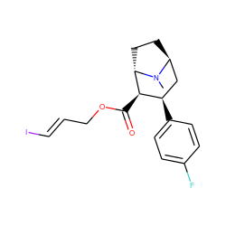 CN1[C@H]2CC[C@H]1[C@H](C(=O)OC/C=C/I)[C@H](c1ccc(F)cc1)C2 ZINC000261091666