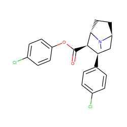 CN1[C@H]2CC[C@H]1[C@H](C(=O)Oc1ccc(Cl)cc1)[C@H](c1ccc(Cl)cc1)C2 ZINC000261120692