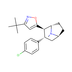 CN1[C@H]2CC[C@H]1[C@H](c1cc(C(C)(C)C)no1)[C@@H](c1ccc(Cl)cc1)C2 ZINC000201535522