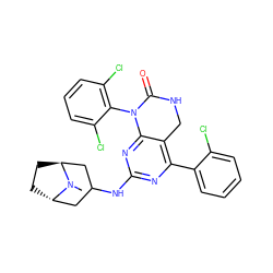 CN1[C@H]2CC[C@H]1CC(Nc1nc(-c3ccccc3Cl)c3c(n1)N(c1c(Cl)cccc1Cl)C(=O)NC3)C2 ZINC000100393749