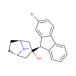 CN1[C@H]2CC[C@H]1CC(O)([C@@H]1c3ccccc3-c3ccc(Br)cc31)C2 ZINC000101035220