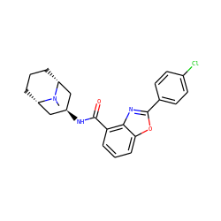 CN1[C@H]2CCC[C@@H]1C[C@@H](NC(=O)c1cccc3oc(-c4ccc(Cl)cc4)nc13)C2 ZINC000103267885