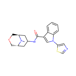 CN1[C@H]2COC[C@H]1CC(NC(=O)c1cn(-c3cncs3)c3ccccc13)C2 ZINC001772590126