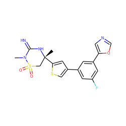 CN1C(=N)N[C@](C)(c2cc(-c3cc(F)cc(-c4cnco4)c3)cs2)CS1(=O)=O ZINC001772615413