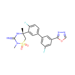 CN1C(=N)N[C@](C)(c2cc(-c3cc(F)cc(-c4nnco4)c3)ccc2F)CS1(=O)=O ZINC001772634015