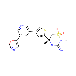 CN1C(=N)N[C@](C)(c2cc(-c3cncc(-c4cnco4)c3)cs2)CS1(=O)=O ZINC001772588501