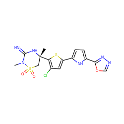 CN1C(=N)N[C@](C)(c2sc(-c3ccc(-c4nnco4)[nH]3)cc2Cl)CS1(=O)=O ZINC001772628872