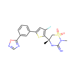 CN1C(=N)N[C@](C)(c2sc(-c3cccc(-c4ncno4)c3)cc2F)CS1(=O)=O ZINC001772657009