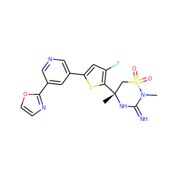 CN1C(=N)N[C@](C)(c2sc(-c3cncc(-c4ncco4)c3)cc2F)CS1(=O)=O ZINC001772613635