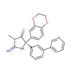 CN1C(=N)N[C@](c2cccc(-c3cccnc3)c2)(c2ccc3c(c2)OCCO3)C1=O ZINC000045318231