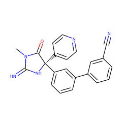 CN1C(=N)N[C@](c2ccncc2)(c2cccc(-c3cccc(C#N)c3)c2)C1=O ZINC000034806428