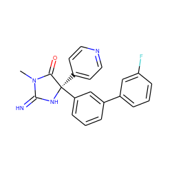 CN1C(=N)N[C@](c2ccncc2)(c2cccc(-c3cccc(F)c3)c2)C1=O ZINC000034806303