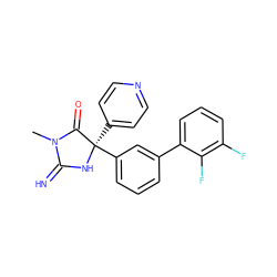 CN1C(=N)N[C@](c2ccncc2)(c2cccc(-c3cccc(F)c3F)c2)C1=O ZINC000049125780