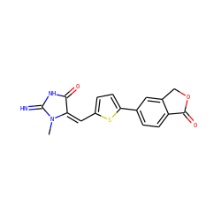 CN1C(=N)NC(=O)/C1=C\c1ccc(-c2ccc3c(c2)COC3=O)s1 ZINC000073219389